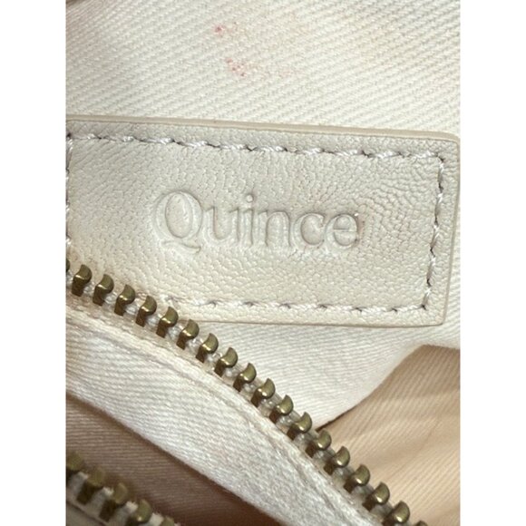 Quince Italian Leather Quilted Crossbody Bag Cream Beige Chain Strap Clutch - Picture 10 of 16